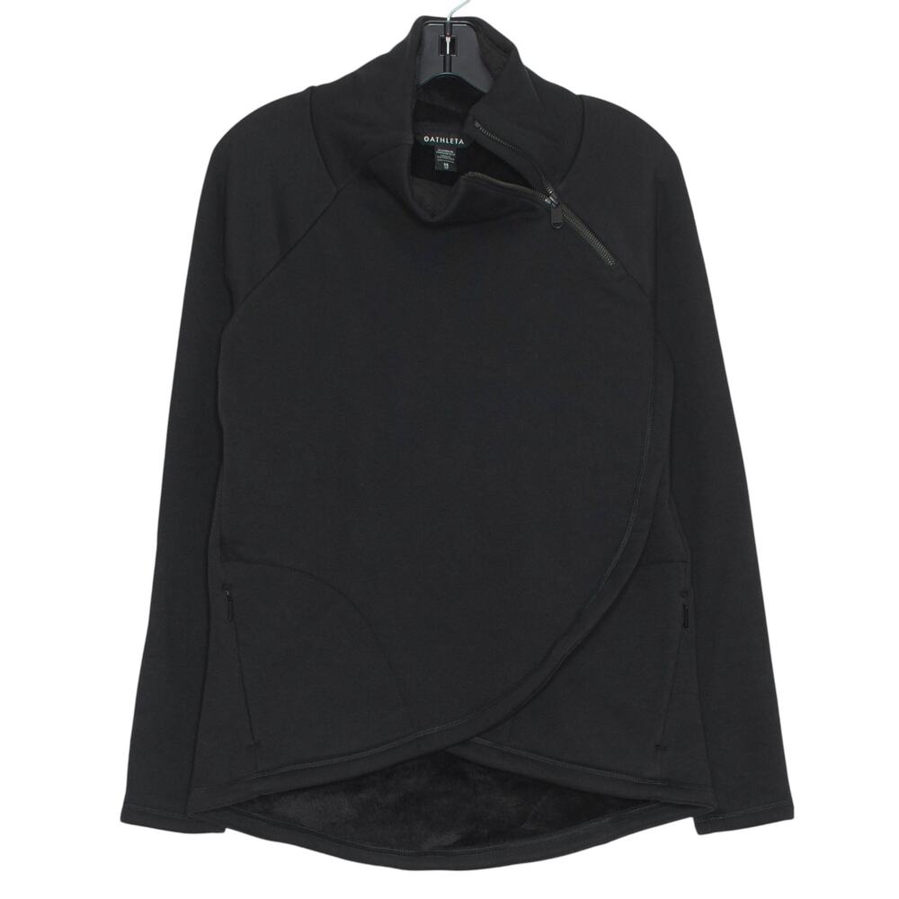 Athleta Athleisure Cozy Karma Asymmetrical Pullover Black XS Lounge Minimalist